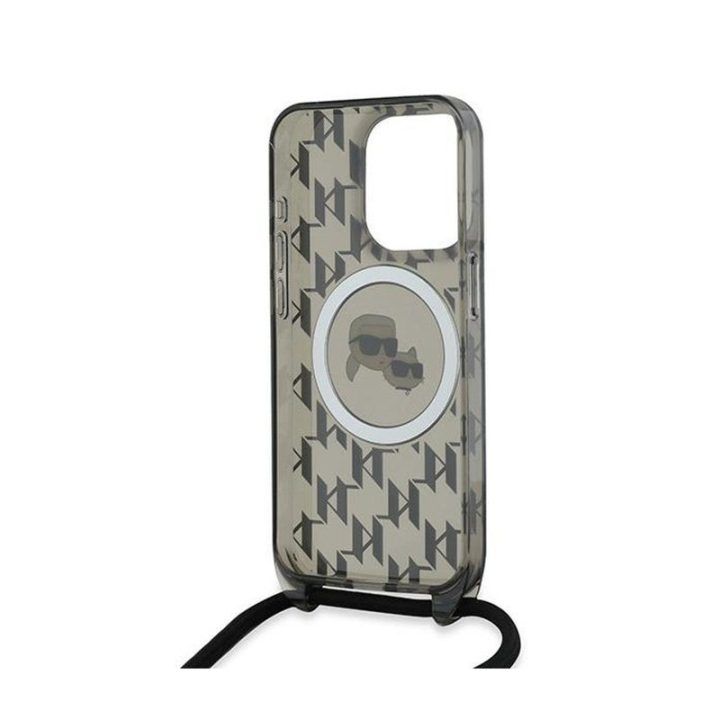 Dėklas iPhone 15 Pro Karl Lagerfeld juodas su MagSafe