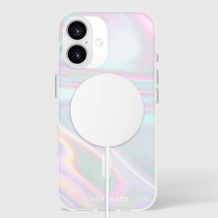 Dėklas iPhone 16, Iridescent Case-Mate Soap Bubble MagSafe