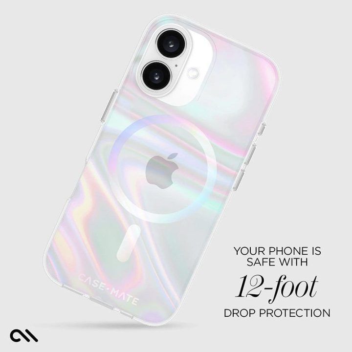 Dėklas iPhone 16, Iridescent Case-Mate Soap Bubble MagSafe