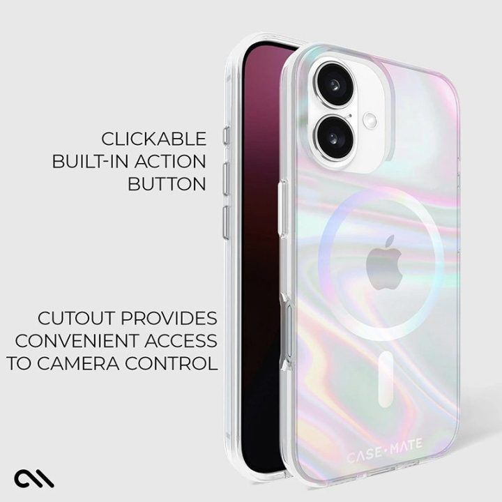 Dėklas iPhone 16, Iridescent Case-Mate Soap Bubble MagSafe