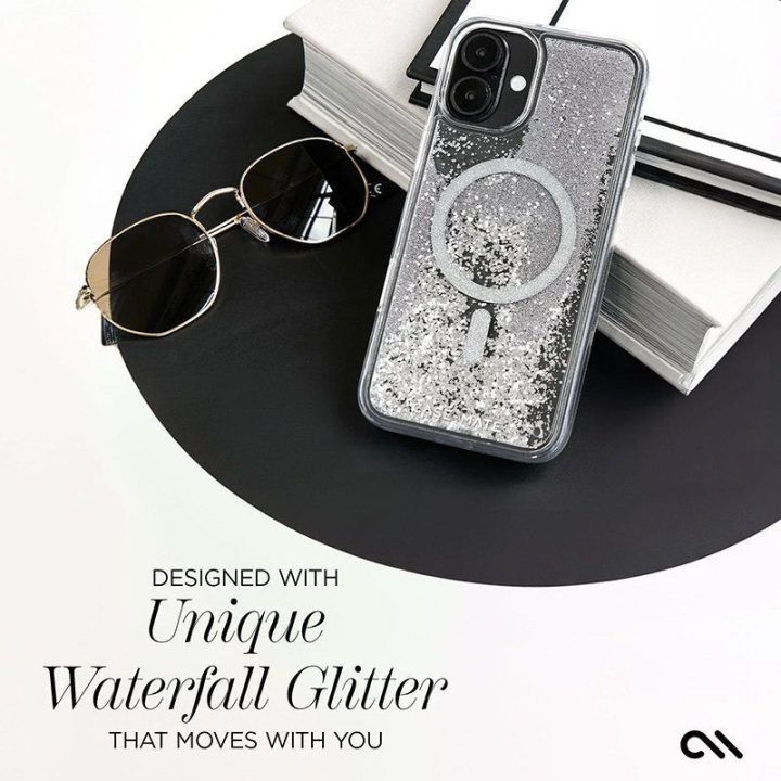 Dėklas iPhone 16, sidabro spalvos, Case-Mate Waterfall MagSafe