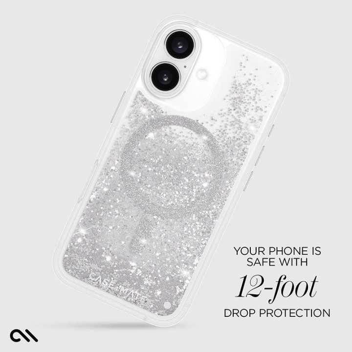 Dėklas iPhone 16, sidabro spalvos, Case-Mate Waterfall MagSafe