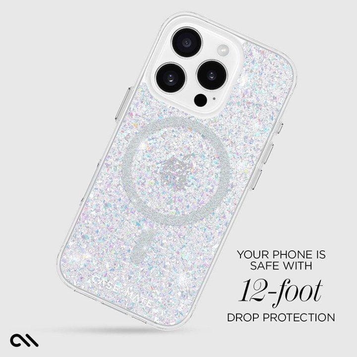 Dėklas iPhone 16 Pro Case-Mate Twinkle MagSafe, permatomas