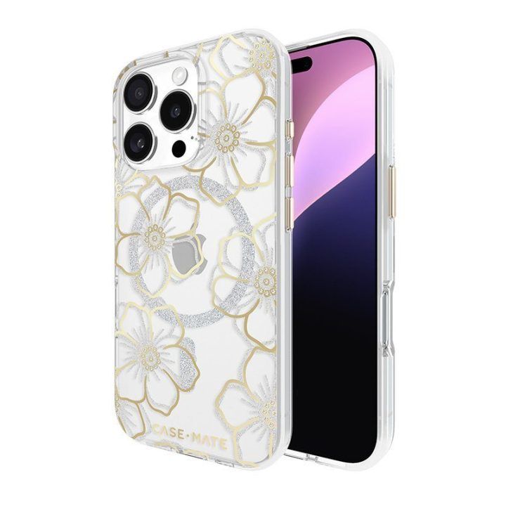Dėklas iPhone 16 Pro Case-Mate Floral Gems, aukso spalvos