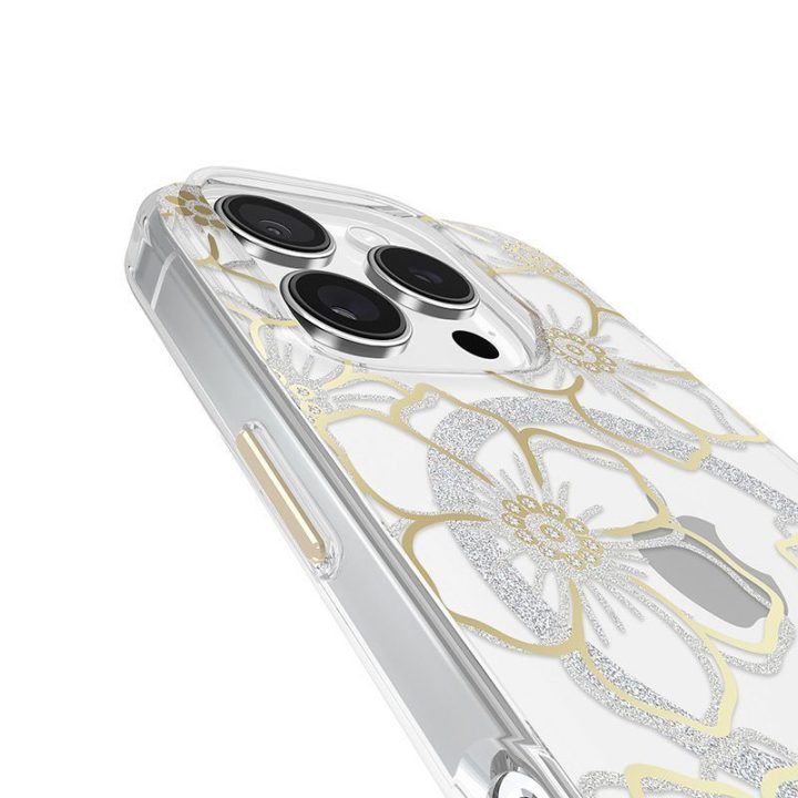 Dėklas iPhone 16 Pro Case-Mate Floral Gems, aukso spalvos