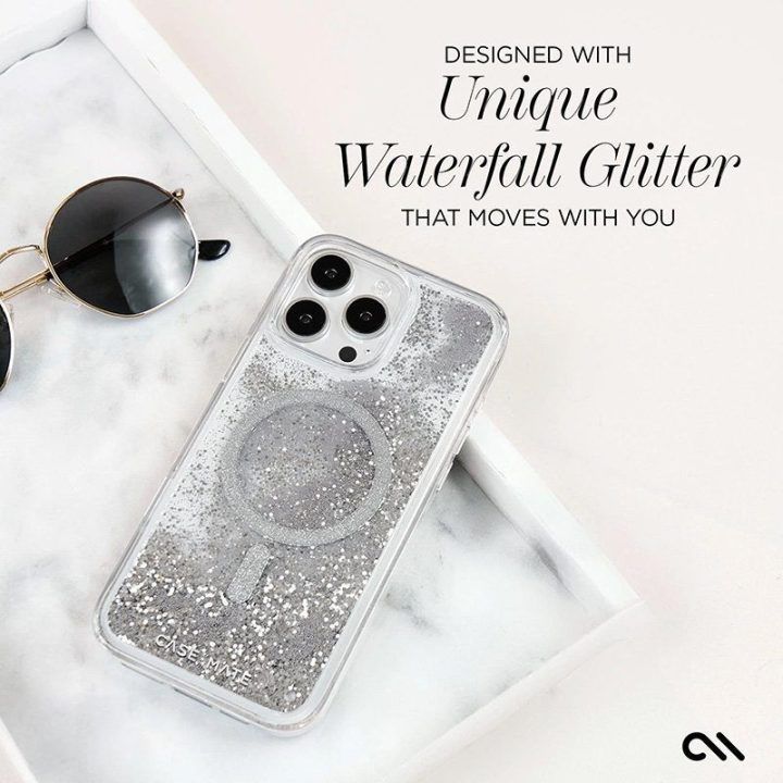 Dėklas iPhone 16 Pro Case-Mate Waterfall MagSafe, sidabro spalvos