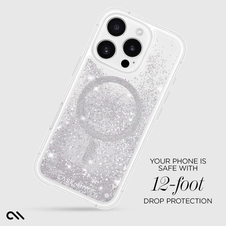 Dėklas iPhone 16 Pro Case-Mate Waterfall MagSafe, sidabro spalvos