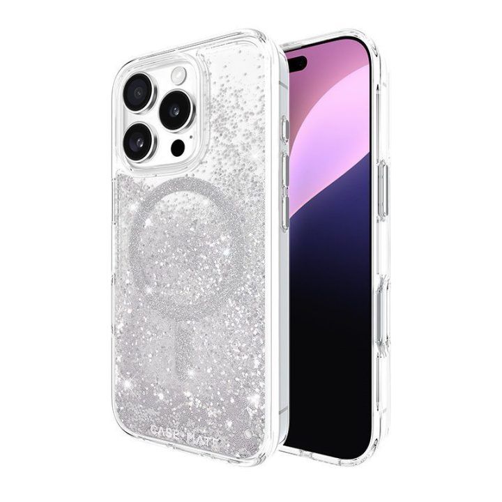 Dėklas iPhone 16 Pro Case-Mate Waterfall MagSafe, sidabro spalvos