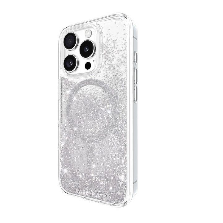 Dėklas iPhone 16 Pro Case-Mate Waterfall MagSafe, sidabro spalvos