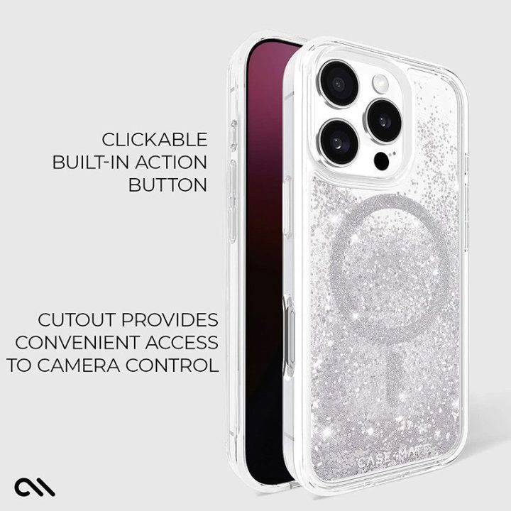Dėklas iPhone 16 Pro Case-Mate Waterfall MagSafe, sidabro spalvos
