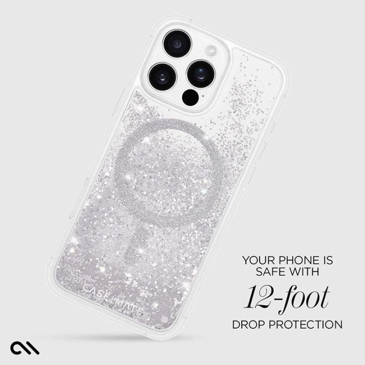 Dėklas iPhone 16 Pro Max, sidabro spalvos Case-Mate Waterfall MagSafe