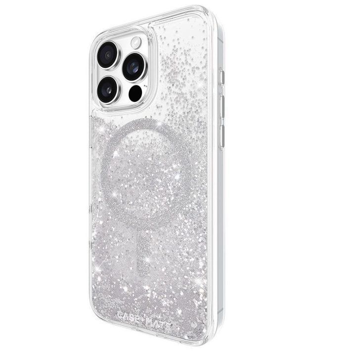 Dėklas iPhone 16 Pro Max, sidabro spalvos Case-Mate Waterfall MagSafe