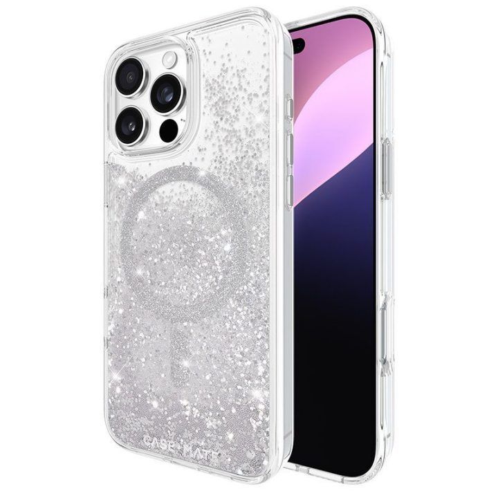 Dėklas iPhone 16 Pro Max, sidabro spalvos Case-Mate Waterfall MagSafe