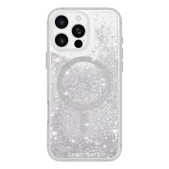 Dėklas iPhone 16 Pro Max, sidabro spalvos Case-Mate Waterfall MagSafe