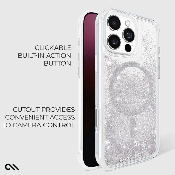 Dėklas iPhone 16 Pro Max, sidabro spalvos Case-Mate Waterfall MagSafe