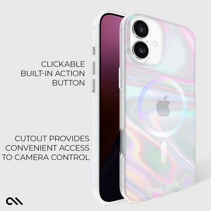 Dėklas iPhone 16 Plus Case-Mate Soap Bubble, irizuojantis
