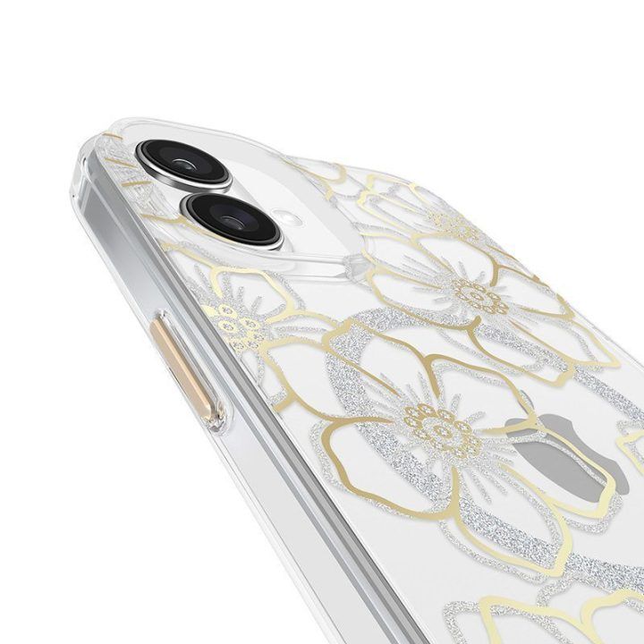 Dėklas Case-Mate Floral Gems MagSafe iPhone 16 Plus, aukso spalvos