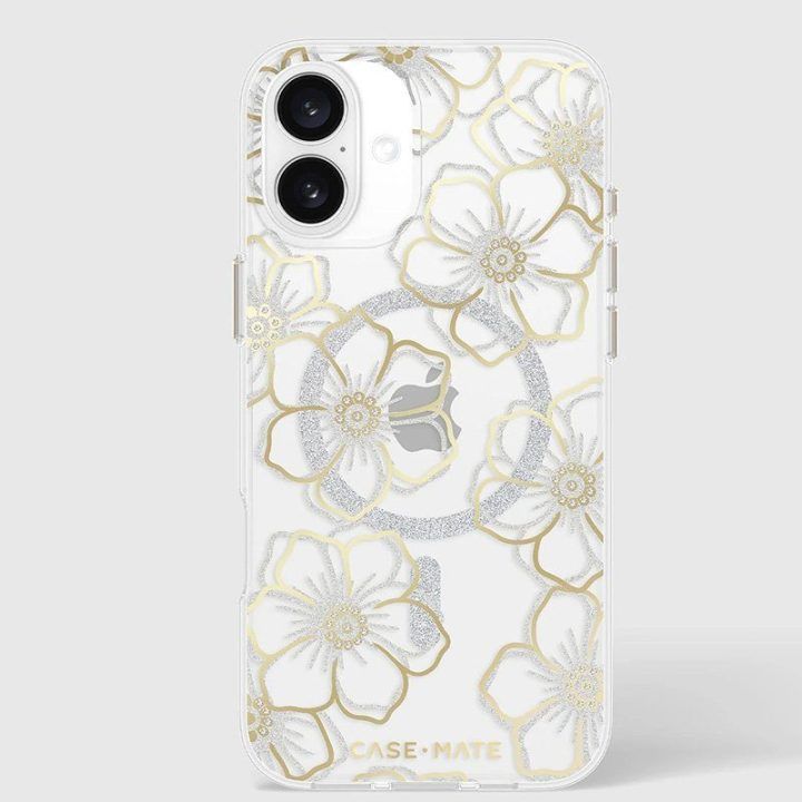 Dėklas Case-Mate Floral Gems MagSafe iPhone 16 Plus, aukso spalvos