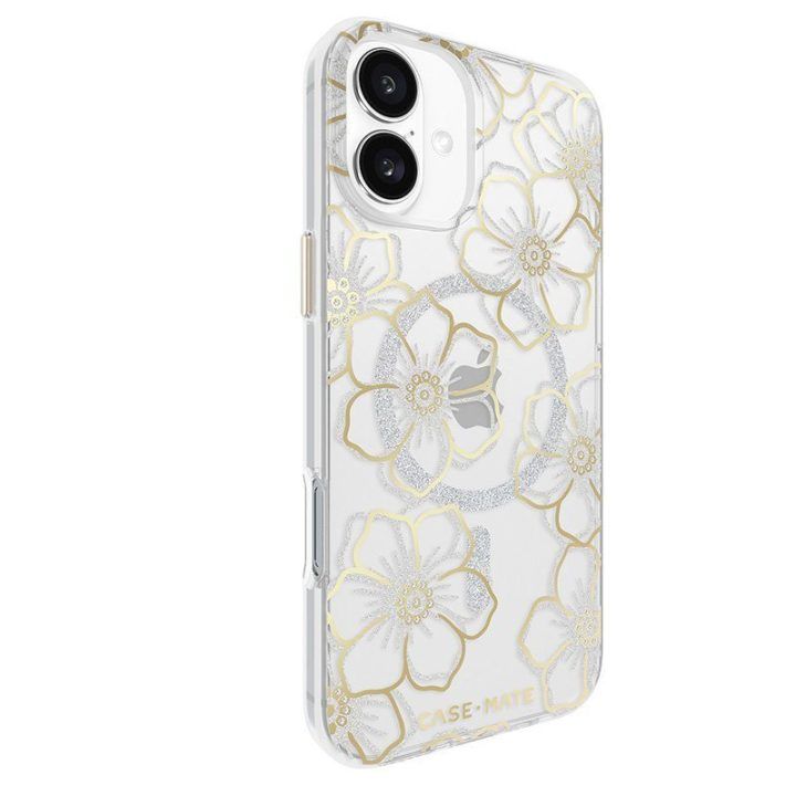 Dėklas Case-Mate Floral Gems MagSafe iPhone 16 Plus, aukso spalvos