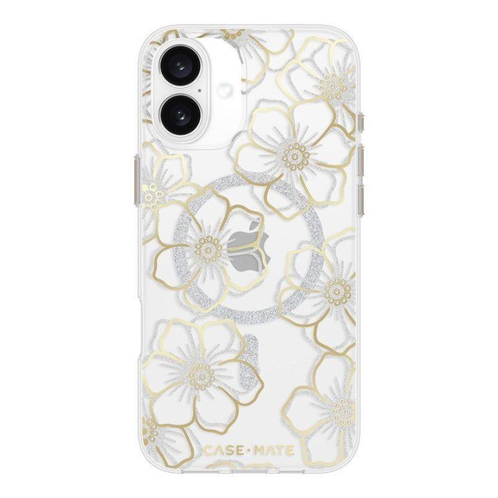 Dėklas Case-Mate Floral Gems MagSafe iPhone 16 Plus, aukso spalvos