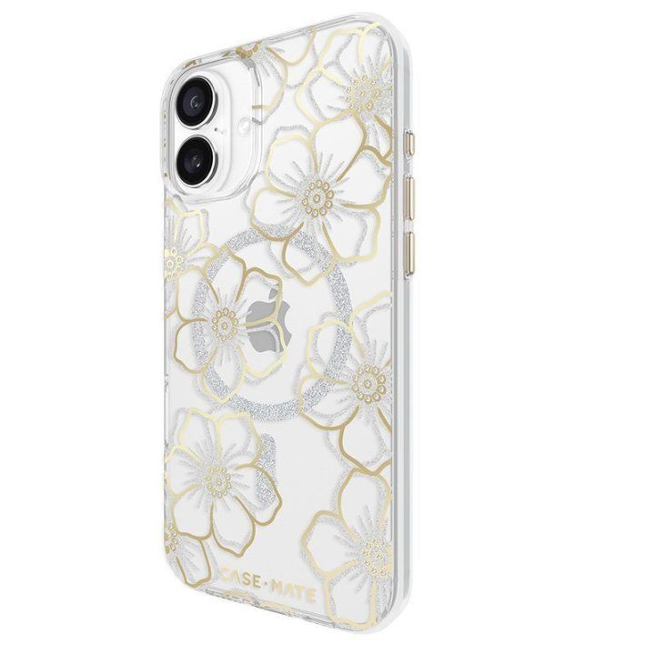 Dėklas Case-Mate Floral Gems MagSafe iPhone 16 Plus, aukso spalvos