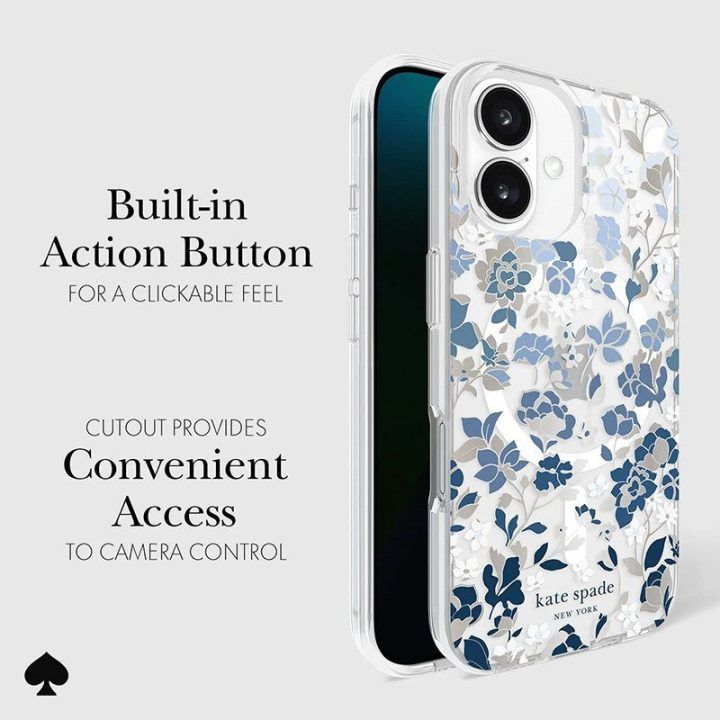 Kate Spade New York dėklas iPhone 16, Flowerbed Blue