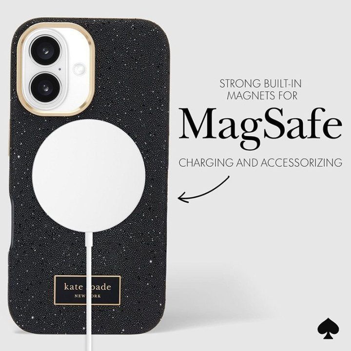 Dėklas iPhone 16 Kate Spade New York, juodas