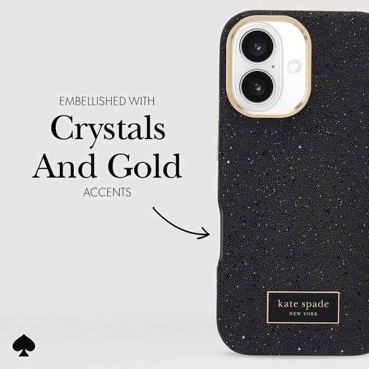 Dėklas iPhone 16 Kate Spade New York, juodas