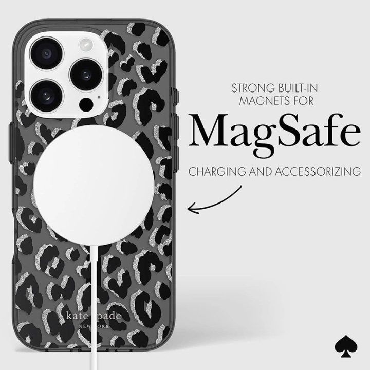 Dėklas iPhone 16 Pro su City Leopard raštu, Kate Spade New York