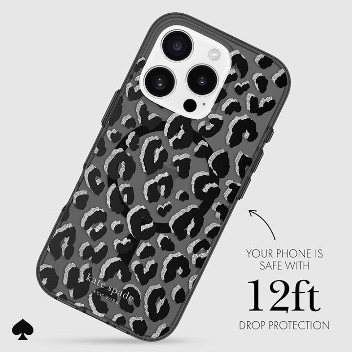 Dėklas iPhone 16 Pro su City Leopard raštu, Kate Spade New York