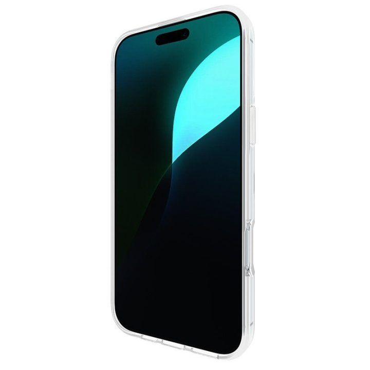 Dėklas iPhone 16 Pro Max, skaidrus su aukso spalvos akcentais