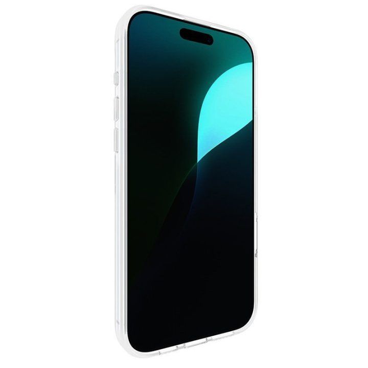 Dėklas iPhone 16 Pro Max, skaidrus su aukso spalvos akcentais
