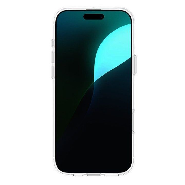 Dėklas iPhone 16 Pro Max, skaidrus su aukso spalvos akcentais