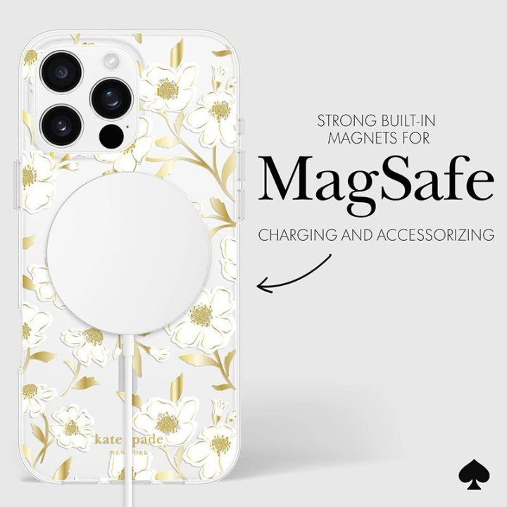 Dėklas iPhone 16 Pro Max, skaidrus su aukso spalvos akcentais