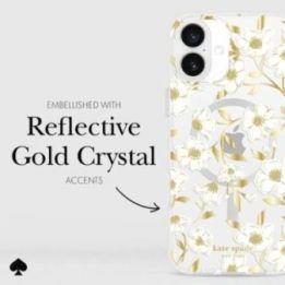 Dėklas iPhone 16 Plus Kate Spade New York su auksinėmis detalėmis