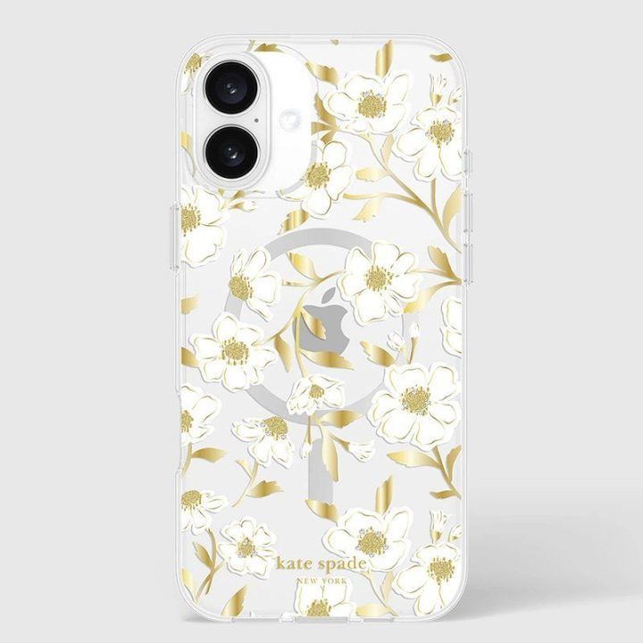 Dėklas iPhone 16 Plus Kate Spade New York su auksinėmis detalėmis
