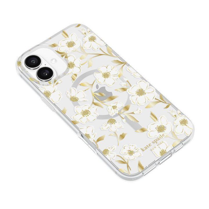 Dėklas iPhone 16 Plus Kate Spade New York su auksinėmis detalėmis