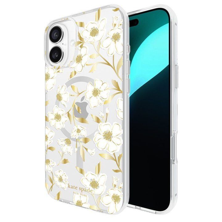 Dėklas iPhone 16 Plus Kate Spade New York su auksinėmis detalėmis