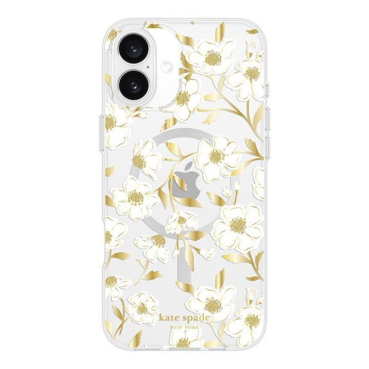 Dėklas iPhone 16 Plus Kate Spade New York su auksinėmis detalėmis