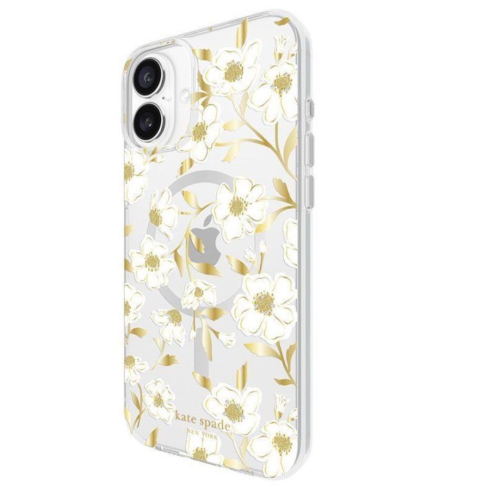 Dėklas iPhone 16 Plus Kate Spade New York su auksinėmis detalėmis