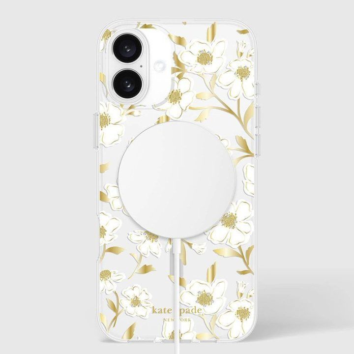 Dėklas iPhone 16 Plus Kate Spade New York su auksinėmis detalėmis