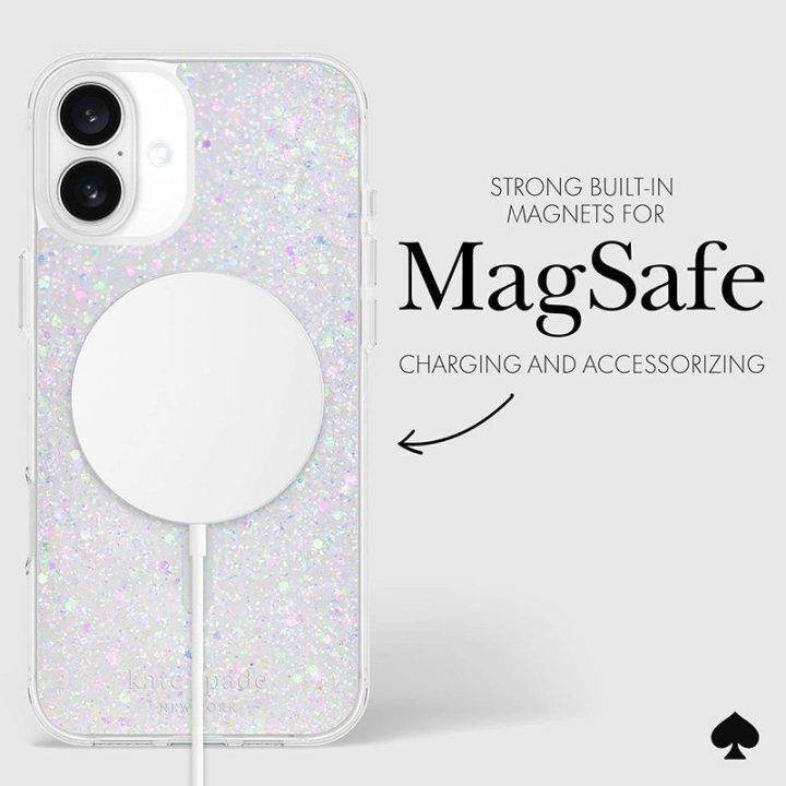 Dėklas iPhone 16 Plus Kate Spade su MagSafe, glitter