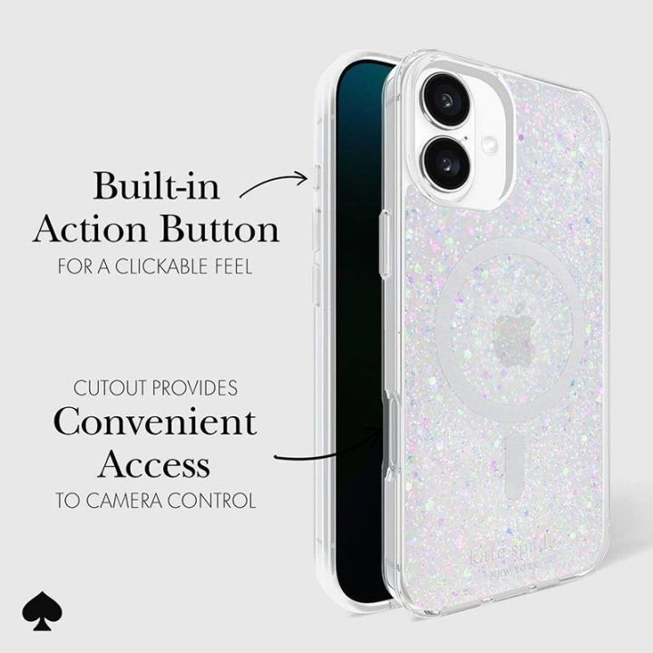 Dėklas iPhone 16 Plus Kate Spade su MagSafe, glitter