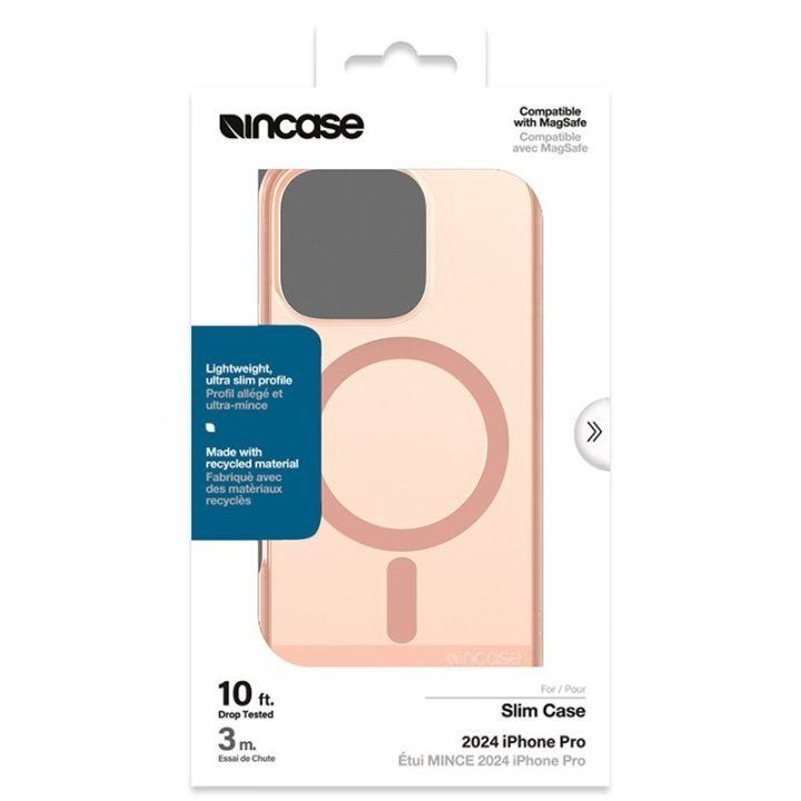 Dėklas iPhone 16 Pro Incase Slim Case MagSafe, rožinis