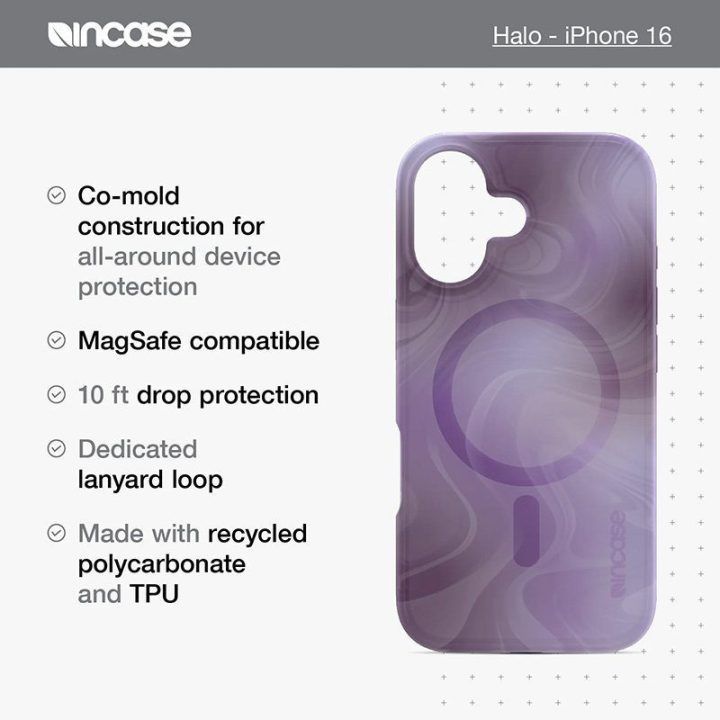 Dėklas iPhone 16 Incase Halo MagSafe, violetinis