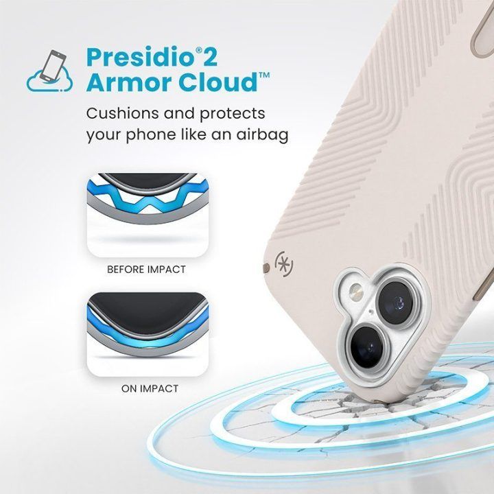 Dėklas iPhone 16 Speck Presidio2 Grip MagSafe, Bleached Bone