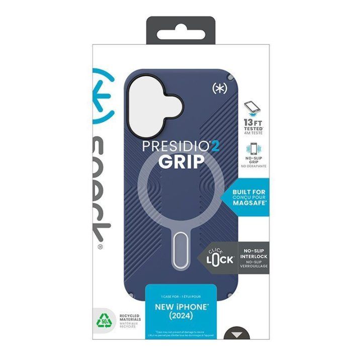 Dėklas iPhone 16 Speck Presidio2 Grip ClickLock, mėlynas