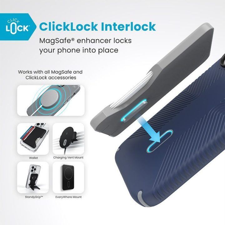 Dėklas iPhone 16 Speck Presidio2 Grip ClickLock, mėlynas