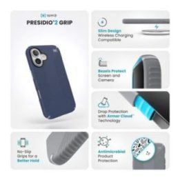 Dėklas Speck Presidio2 Grip iPhone 16, mėlynas