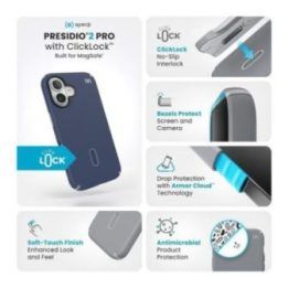 Dėklas iPhone 16 Speck Presidio2 Pro ClickLock su MagSafe